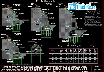 Bản vẽ autocad,tường chắn đất,bản vẽ kè phòng hộ đê